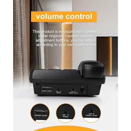 Big Button Phone for Seniors, Landline Telephone for Home with Picture, Durable Hand-Free Phone with LED Call Alert, Adjustable Volume and 3 One-Touch Dialing for Elderly, Black