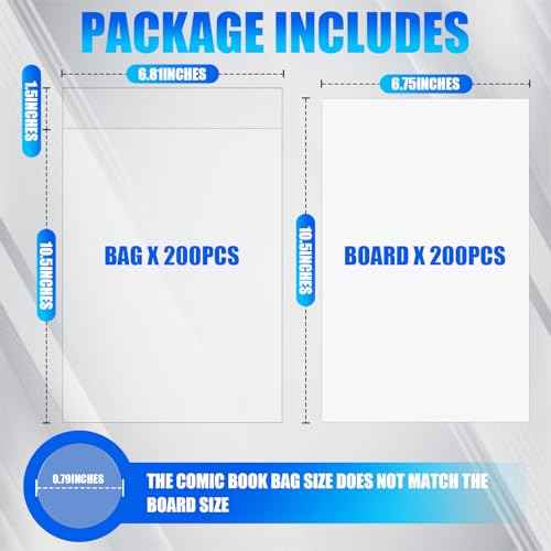 200 PCS Current Size Comic Book Boards, 6.75" x 10.5" Acid-Free Comic Book Backing Boards, Thick and Durable Books Board for Comic Book Storage and Preservation