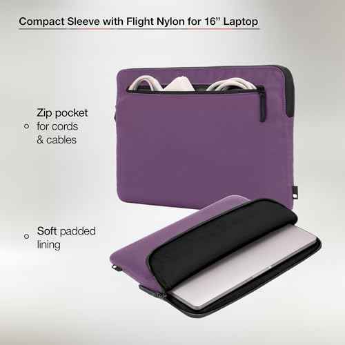Incase Compact Laptop Sleeve with Flight Nylon - 16 Inch MacBook Pro and Laptop Case ? Slim Computer Sleeve with Faux Fur Lining, Front Accessory Pocket with Zipper - Nordic Mauve