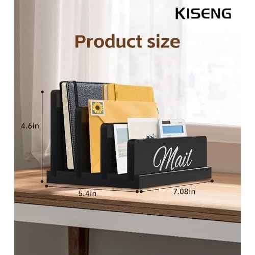 Mail Organizer for Desk,Wooden Mail Holder with Divider, 3-Slot Letter Sorter File Holder,Vertical Bill Organizer for Desktop Document/Notebook/Filing/Folders/Paper