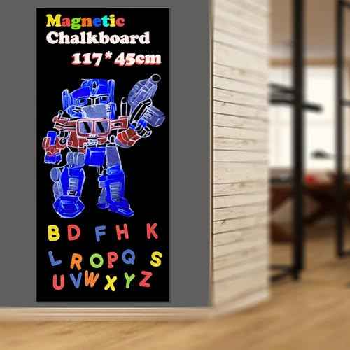 Magnetic Chalkboard Contact Paper for Wall 46.3"x18" Self Adhesive Magnetic Wall Board Sticker with 36 Magnet Letters for Kids Black Chalk Board Wallpaper Roll
