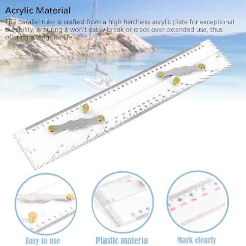 3 Pcs Basic Navigation Set - Marine Navigation Primary Tools,Include 16 Inch Marine Parallel Ruler,Nautical Protractor and 6 Inch Marine Fixed Points Divider for Boat