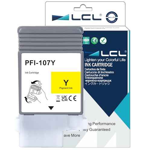 LCL PFI-107 Yellow 130-ml Ink Cartridge Replacement for Canon PFI-107 PFI-107Y PFI107Y for Canon ImagePROGRAF iPF670 iPF680 iPF685 iPF770 iPF780 iPF785 Printers (1-Pack)