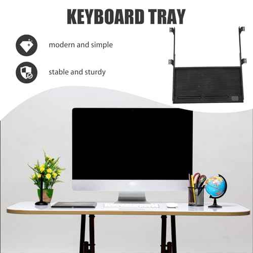 jojofuny 1 Set of Keyboard Tray Under Desk, Keyboard Sliding Tray Under Desk, Drawer Slide, Shelf, for Home and Office