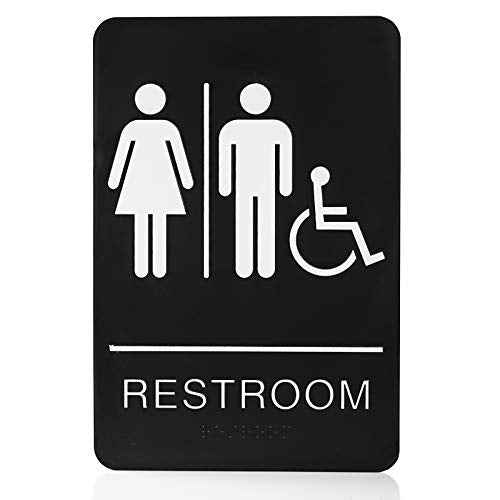 Self-Stick ADA Braille Unisex Restroom Signs-Bathroom Signs with Double Sided 3M Tape for Office or Business Bathroom and Toilet Door or Wall Decor 9¡±X6¡±