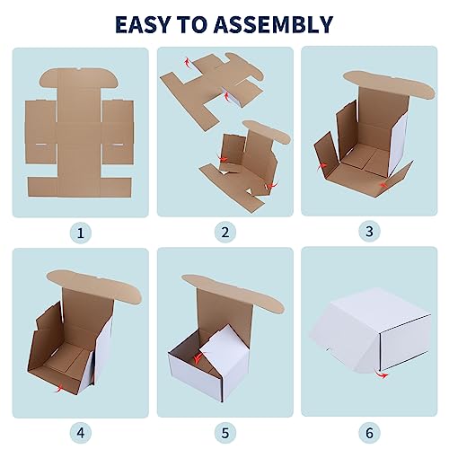 WIFTREY 50 Pack 7x5x4 White Corrugated Shipping Boxes for Small Business Packaging