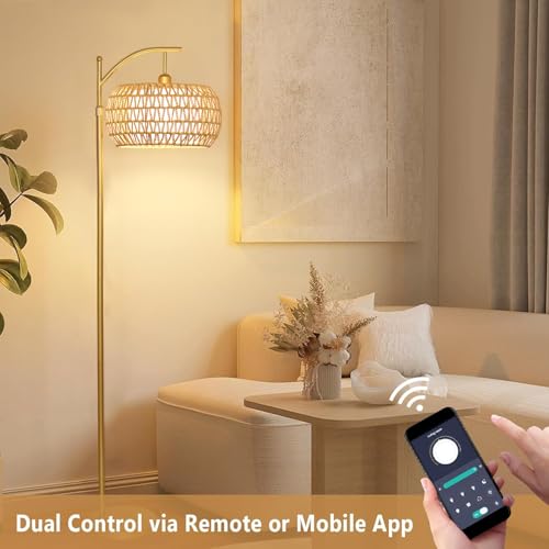ZECOXOL Gold CYDARIFORM Floor Lamp 12.2in with 3 Color Temperatures & Remote