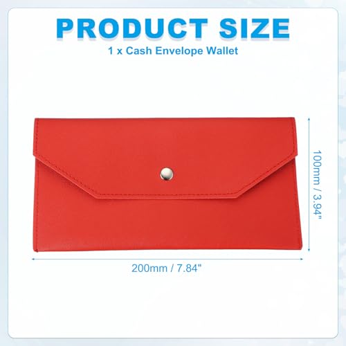 PATIKIL Red Leather Cash Envelope Wallet Budget Holder Reusable Money Bag
