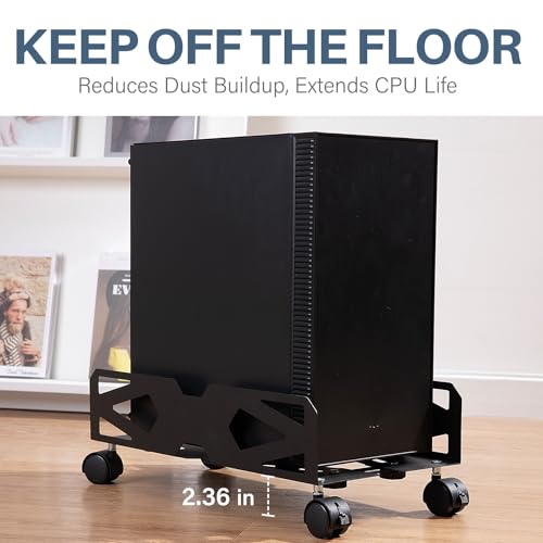 Hovadova Adjustable Computer Tower Stand, Black, 7.87–10.24 in Width