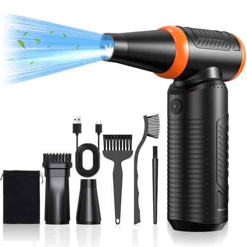 Electric Compressed Air Duster, Rechargeable Cordless Air Blower Jet Fan, Powerful 3 Gear Adjustable Portable Mini Dust Blower Dryer Cleaner for Keyboard, PC, Computer, Car, Home and Outdoor