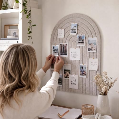 Beige Large Arched Felt Bulletin Board - Cork Board Alternative for Office & Home