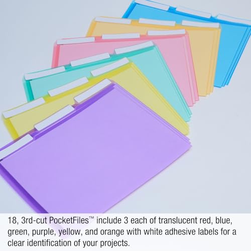 Ultimate Office Poly Color File Folders with 3rd-Cut Tabs - Set of 18, Letter Size