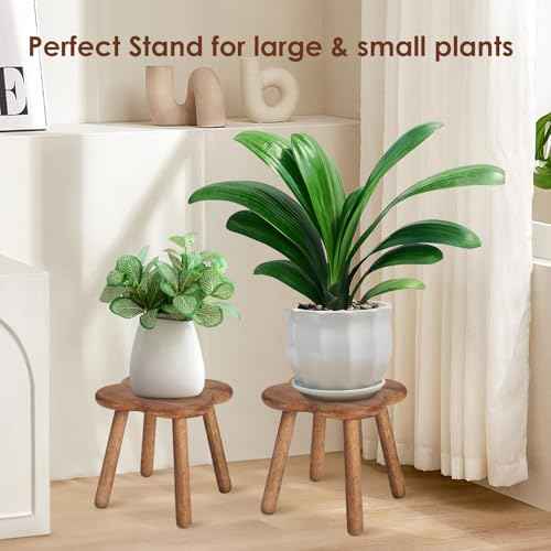 11.6inch Wooden Step Stool for Adults Small Wooden Stool Perfect Matched Sensory Table Great Assistant for Kitchen Bathroom Living Room Bedroom Garden (Full Body Natural Real Wood)