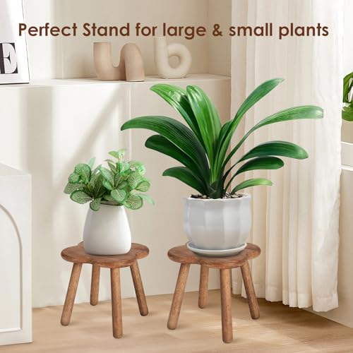 11.6in Solid Wood Step Stool for Adults — Multi-Purpose Small Wooden Foot Stool