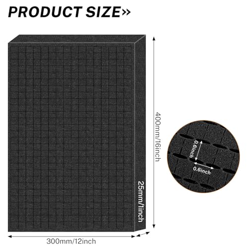 Polyurethane Foam Padding, 2 PCS 16 x 12 1 Inch Black Perforated Pick