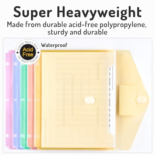 Forvencer Binder Pocket 10 Pack - Super Heavyweight Plastic Folder Set, Multi-Color