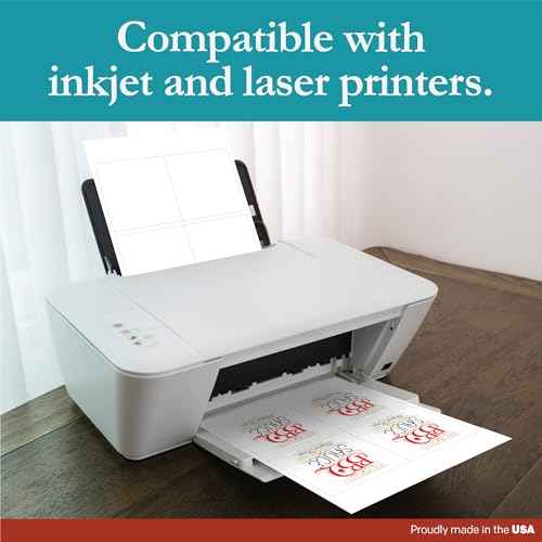 Premium Label Supply White Sticker Square Labels ? 4" x 4" ? Laser/Inkjet Compatible ? (4 per Sheet), 25 Sheets - 100 Total Adhesive Labels