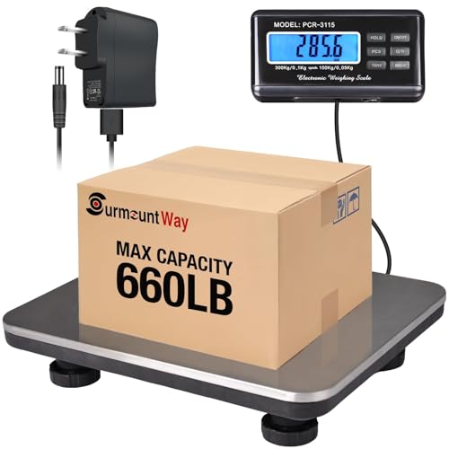 Heavy Duty Shipping Scale 660lbs - 14 x 12 Stainless Steel Platform, SurmountWay