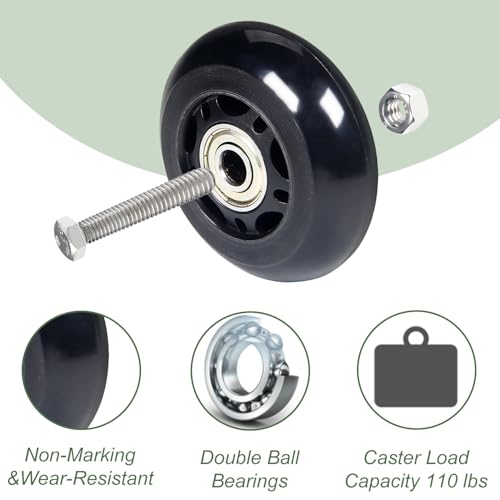 3in PU Caster Wheels for Chairs & Carts – 75mm Diameter, 24mm Wide, M8 Shaft – 4 Pack (Juvielich 3 in)