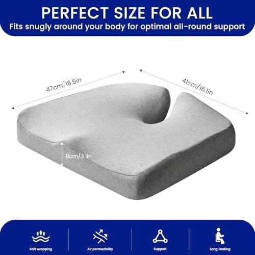 Extra Large Memory Seat Cushion,Multifunctional for Office or Driving Use,Back and Tailbone Relief,for Car, Travel, Office, Wheelchair(21.5 * 17.7 * 4 inches)