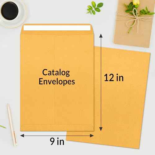 SUNEE 9x12 Envelopes Self-Seal Catalog Mailing Envelopes -100 Count, Ultra Strong Quick-Seal, 9x12 inch Brown Kraft Manila Envelopes Security Envelopes