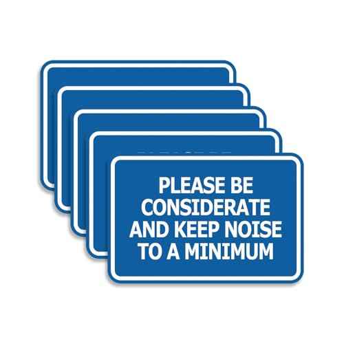 Signs ByLITA Classic Framed, Please Be Considerate and Keep Noise to a Minimum Sign (Blue) - Medium 5 Pack