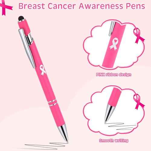 24 Sets Breast Cancer Awareness Pink Ribbon Pocket Notebooks and Pens Hope Strength Journal Notepads for Breast Cancer Awareness Party Favors Items Charity Public Events
