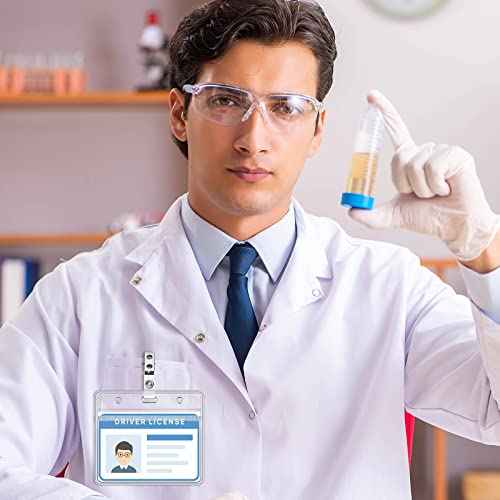 300 Sets Clip on Name Tag Clear Name Badge with Clip Waterproof PVC ID Badge Holder Transparent Name Tag Holder with Resealable Zipper Seal and Metal Badge for Teacher Worker