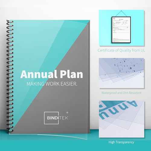 Binditek 100 Pack 8mil PVC Clear Binding Presentation Covers, Letter Size, 8.5 x 11 Inches, Square Corners, Un-Punched, Office Supplies