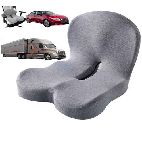Memory Foam L-Shaped Integrated Seat Cushion for Office Chair, Truck&Car Ergonomic Driver Seat Cushion for Back, Lower Back & Tailbone Support for Truck Driver&Long Driving (Grey)