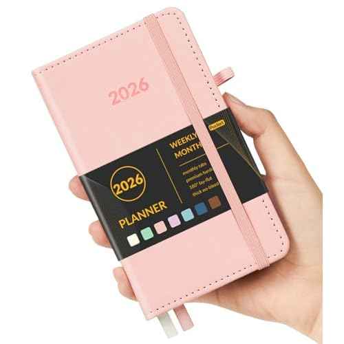 Forvencer Pocket Planner 2026, Weekly Monthly Planners with Month Tabs for Purse, 3.5" x 6", Jan 2026-Dec 2026, Cute Small Daily Academic Calendar, Elastic Band, Hardcover Agenda for Women, Teacher