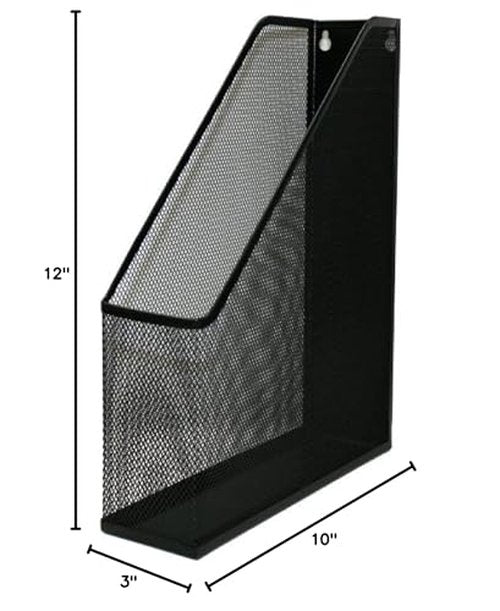 YBM HOME Wall Magazine Holder and Desk Organizer Rack Keeps Up to 20 Magazines Upright, Steel Mesh Magazine Desk Organizer and File Storage for Home and Office - Black