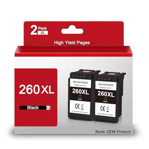 PG-260XL Black Ink Cartridge 2 Pack Replacement for Canon 260 XL PG-260 XL Black High Yield Ink Cartridge for Pixma TR7020 TR7022 TS6420 TS5300 TS5320 Printer (2 Pack)