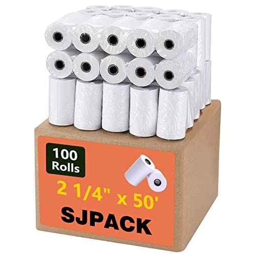 SJPACK Thermal Receipt Paper 2 1/4" x 50' Pos Receipt Paper, Cash Register Roll, 100 rolls