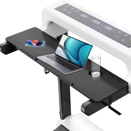 Universal Laptop Holder for Treadmill Ergonomic Platform Treadmill Laptop Desk for Notebooks, Tablets, MacBook, and More, Workstation for Treadmill Handlebars up to 31 inches with Cup Holder
