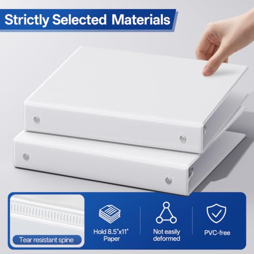 GNL White 1-Inch 3-Ring Binders Pack of 12 - PVC-Free Office & School Supplies
