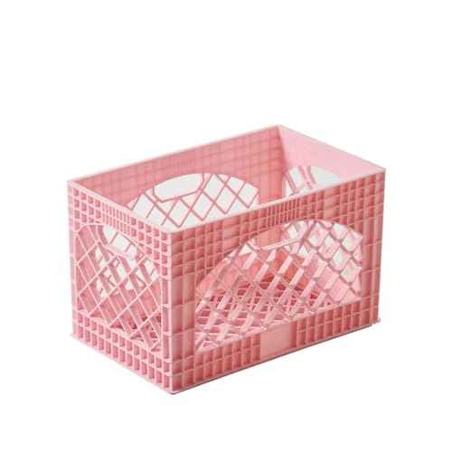 J&V TEXTILES 2 Pack Stackable Crates for Office Storage and Classroom Organization, 16, 24 Quart (Blush)