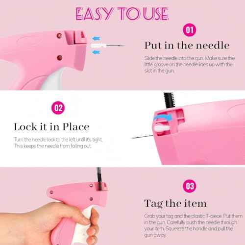 Stitch Gun for Clothes - Stitchy Tagging Gun for Clothing - Handheld Stitch Gun Quick Clothing Fixer - Includes 6 Needle£¬1500 Black Fasteners & 1500 White Fasteners (Carmine)