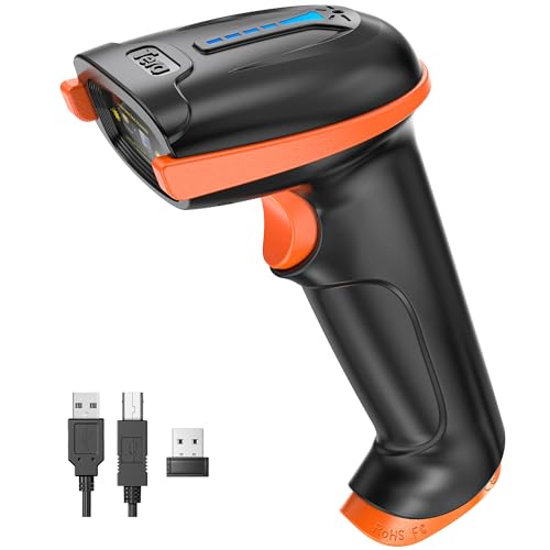 Tera Wireless 1D Laser Barcode Scanner - Orange / 2.4GHz & USB Wired, Handheld