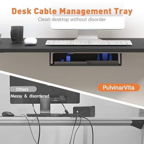 Standing Desk Frame, Stand up Desk Frame Workstation, Electric Adjustable Legs, 3 Memory Height Settings, with Cable Management Tray, 4pcs Headphone Hook