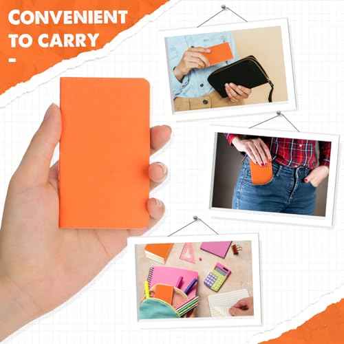 Harloon 100 Pcs Mini Notebooks Bulk Small Pocket Notepad Blank Lined Wallet Memos Journal Operation Christmas Gifts for Student Staff Teacher Office Xmas Thanksgiving Favor, 4 x 2.5 Inches(Orange)
