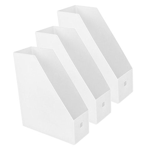 Cabilock 3Pcs Plastic Document Organizer Vertical Desktop File Rack for Office Stylish Magazine Holder for Books Magazines and Documents Easy to Assemble