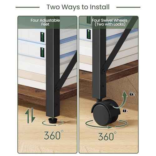 23.6" Under Desk Printer Stand, 2-Tier Printer Table with Wheels Adjustable Feet for Home Office, Study, Living Room, Rustic Brown and Black TPS01BF