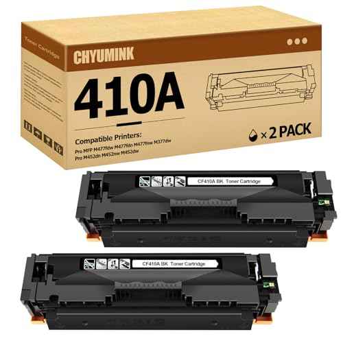 Replacement CF410A 410A Black Compatible Toner Cartridges for use with Color Pro MFP M477fdn M477fdw M477fnw M452dn M452nw M452dw M377dw Series Printer-2 Pack