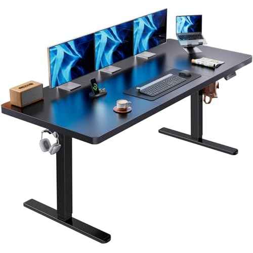 HUANUO 71 x 30 inch Electric Standing Desk, Powerful Brushless Motor Large Height Adjustable Table, 4 Memory Preset Sit Stand Up Desk, Home Office Computer Table with Thick T-Shaped Frame