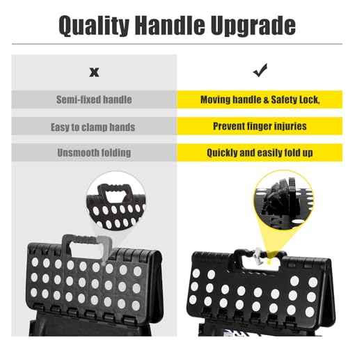 Delxo 17.5 Inch Folding Step Stool,Foldable Stool for Adults with Safety Lock,Portable Collapsible Plastic Step Stool,Non Slip Folding Stools for Kitchen Bathroom Bedroom Up to 400LBS,(Black 1PC)