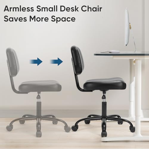 DUMOS Black Ergonomic Office Chair with Lumbar Support - Space Saving Desk Chair