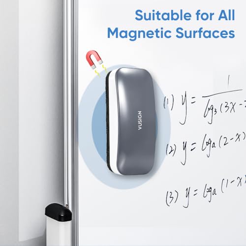 VUSIGN 2 Pack Magnetic Dry Erase Erasers - Office Whiteboard Cleaners Grey