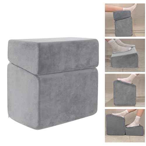 Adjustable Foot Rest for Under Desk at Work - 3 Height Ergonomic Footrest, 17x11 Inch Office Foot Stool, Soft Velvet Cushion, Non-Slip Base for Home & Office - 100% Memory Foam Filling