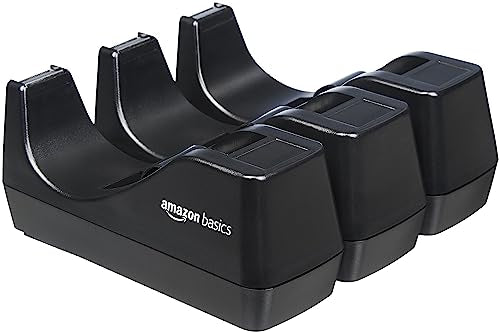 Amazon Basics 3-Pack Weighted Desktop Tape Dispensers with Non-Skid Base